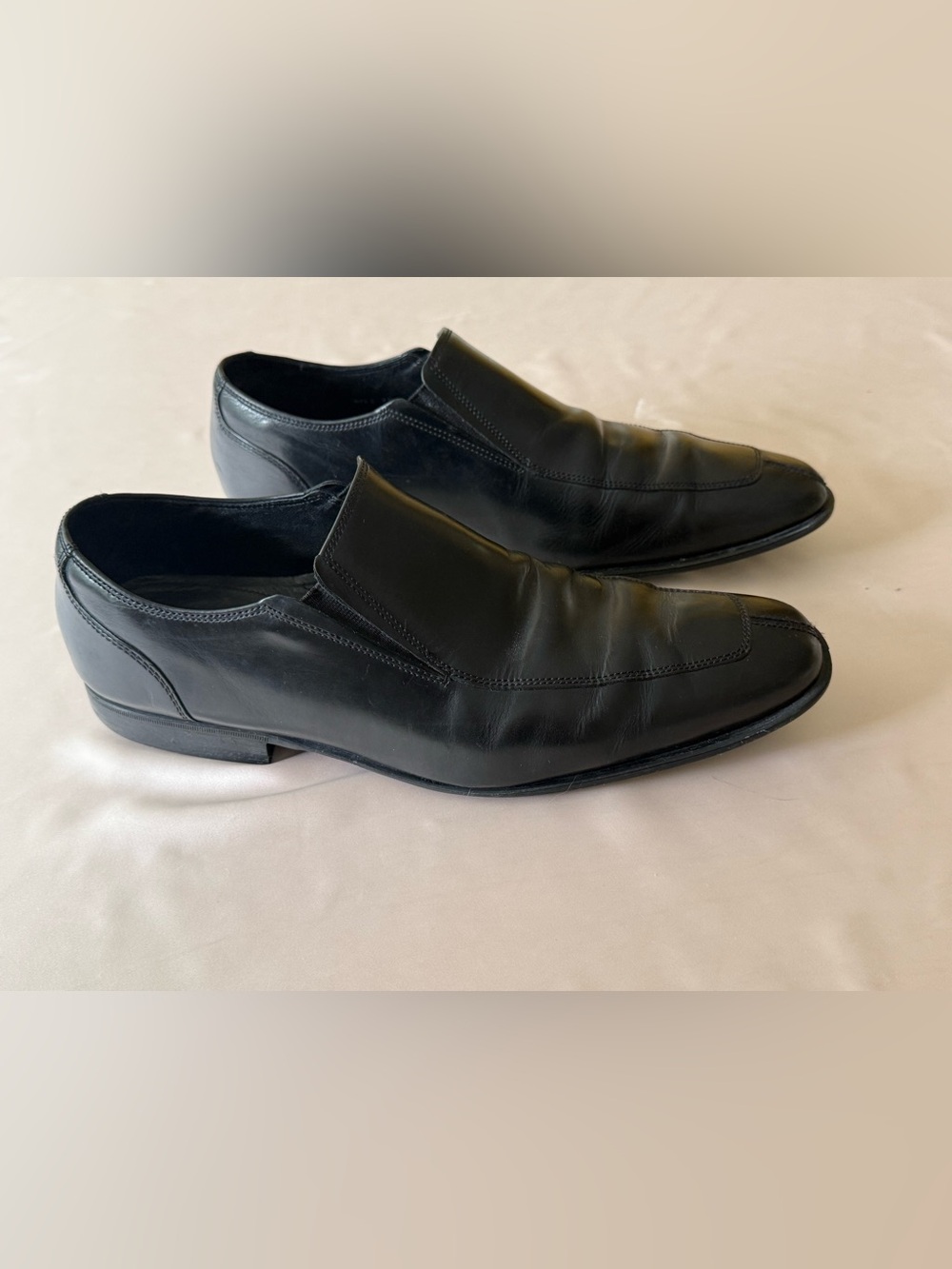 Cole Haan Air Black Leather Slip-On Dress Loafers Square Toe US 10.5